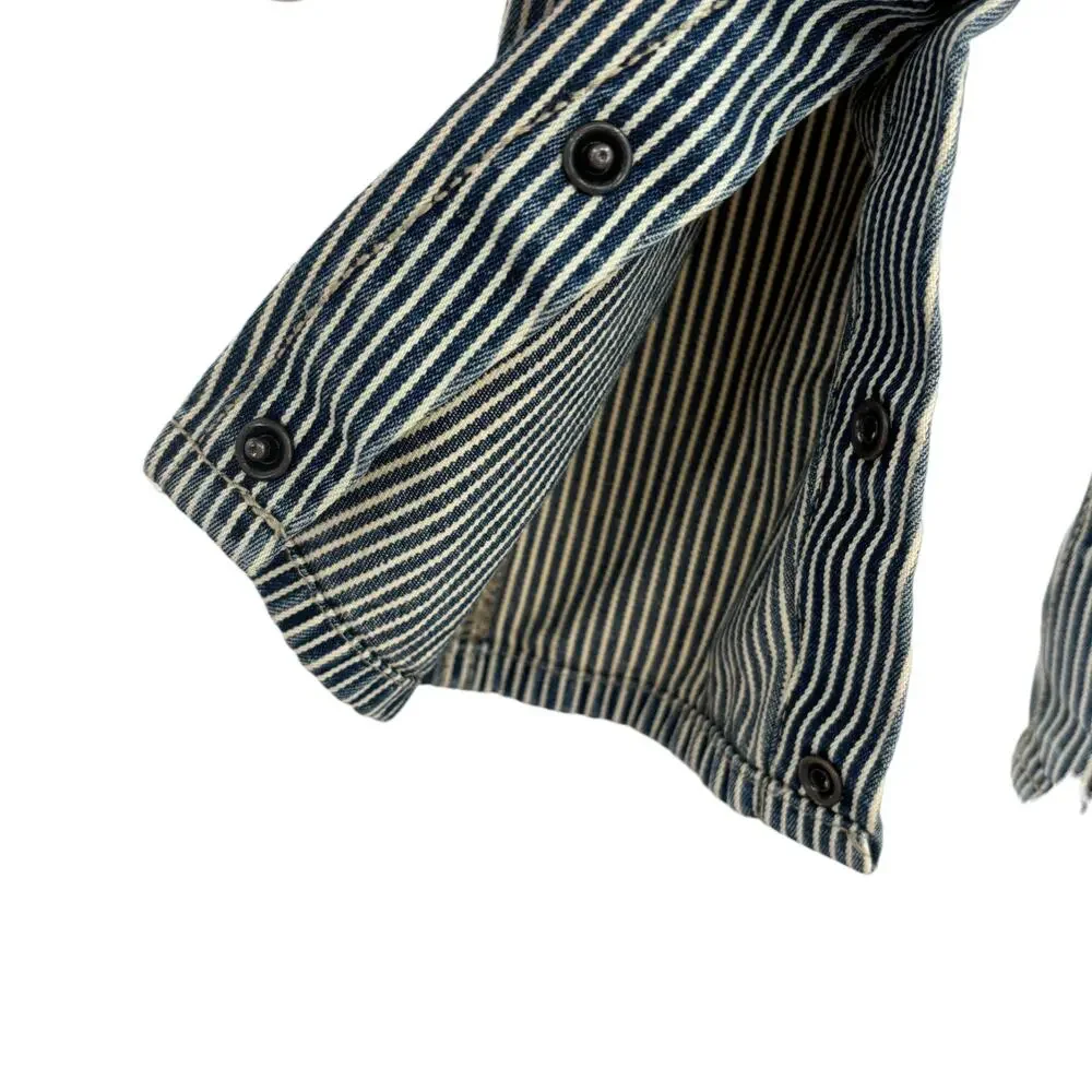 OshKosh B'Gosh Blue Pinstripe Railroad Baby Overalls